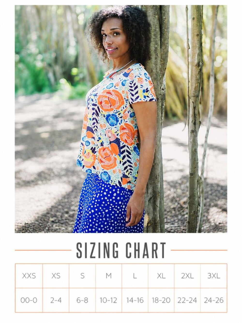 LuLaRoe Classic T Red Orange Abstract Floral Print Short Sleeve Top - Picture 5 of 5